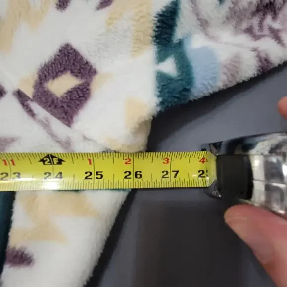 RSQ Fleece Pullover Jacket Aztec Southwestern Quarter Snap Mock Neck - Picture 4 of 10